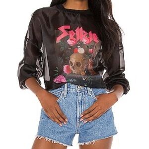 Selkie Sheer Pillow Still Life Ghosted Pullover in Black